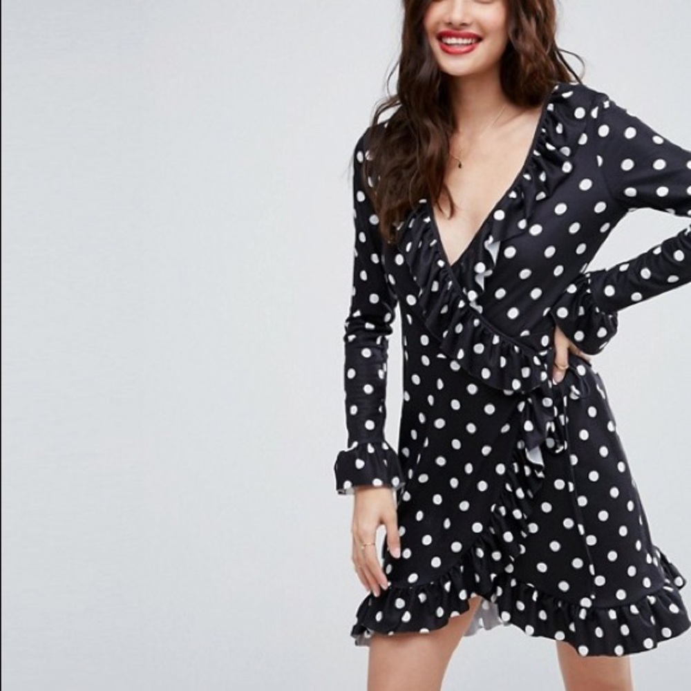 NWT ASOS polka dot wrap dress